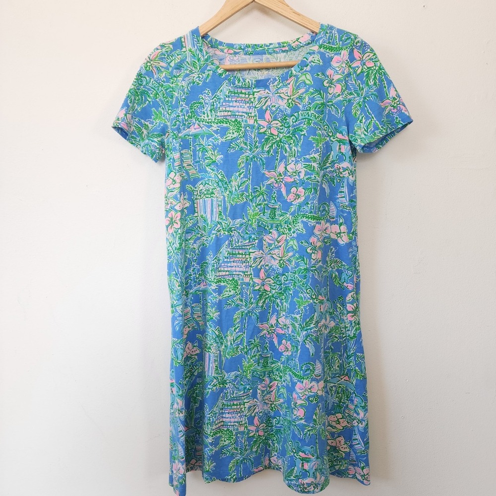 Lilly Pulitzer Dress XS Blue Cody Beneath the Bougainvillea Short Sleeve